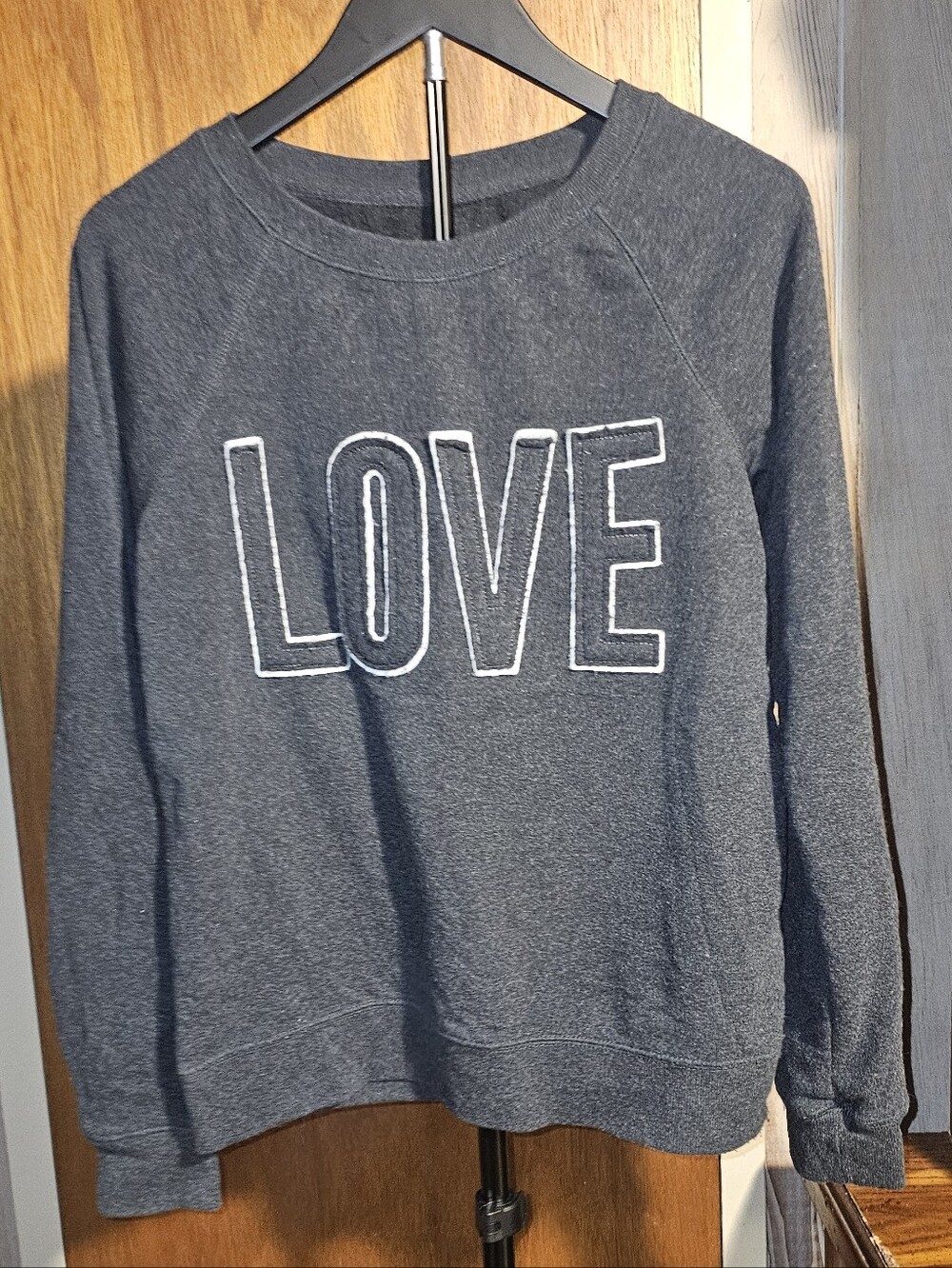 Reflex Gray 'LOVE' Crewneck Pullover